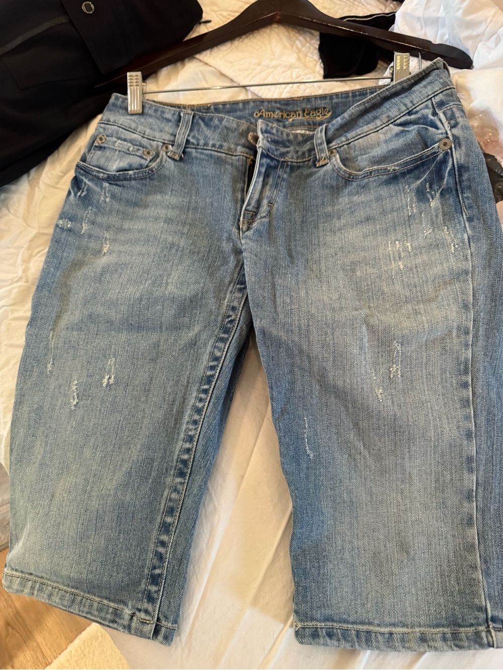 American Eagle Outfitters Light Blue Distressed Ankle Crop Jeans